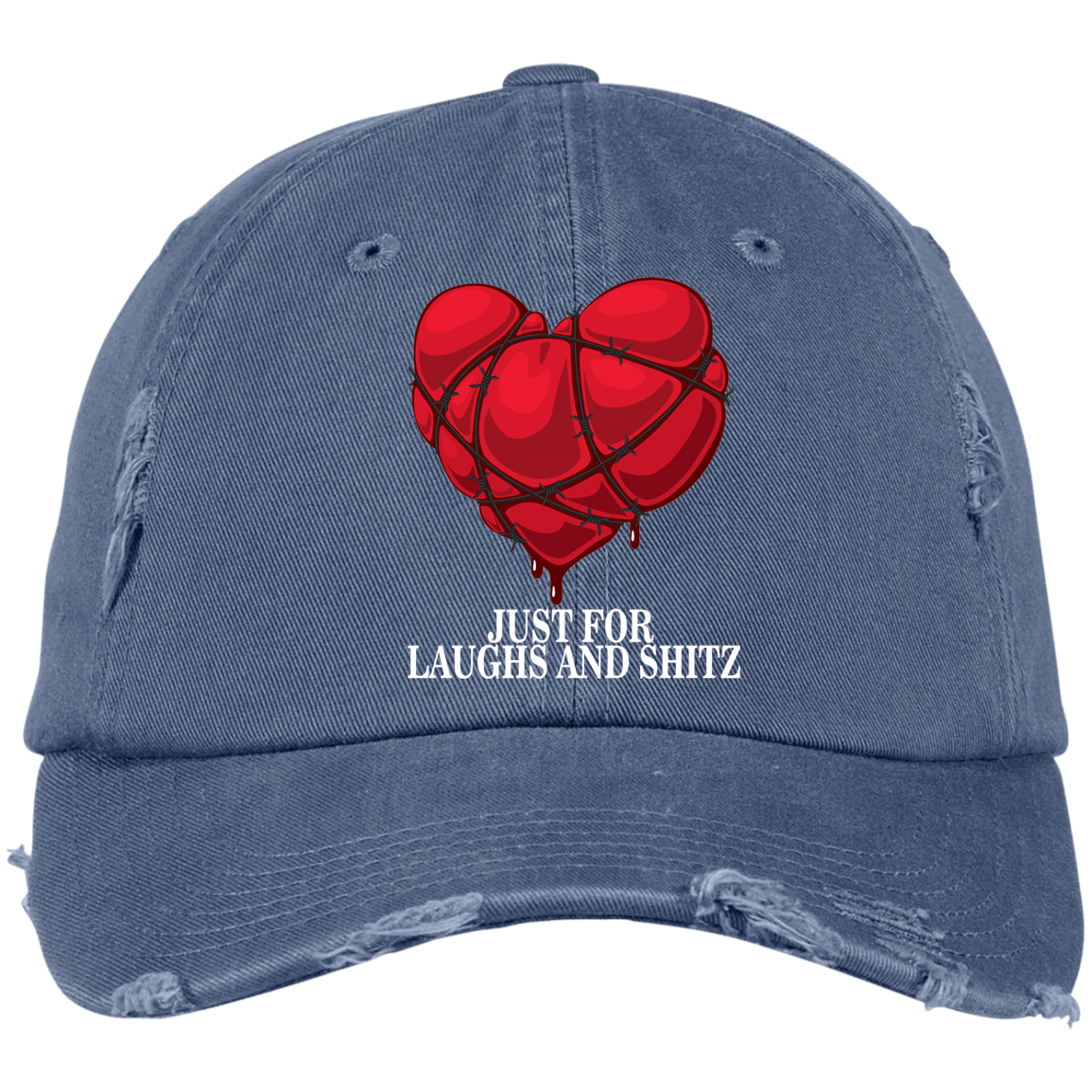 "MY BLOODY HEART" in white print Distressed Dad Cap