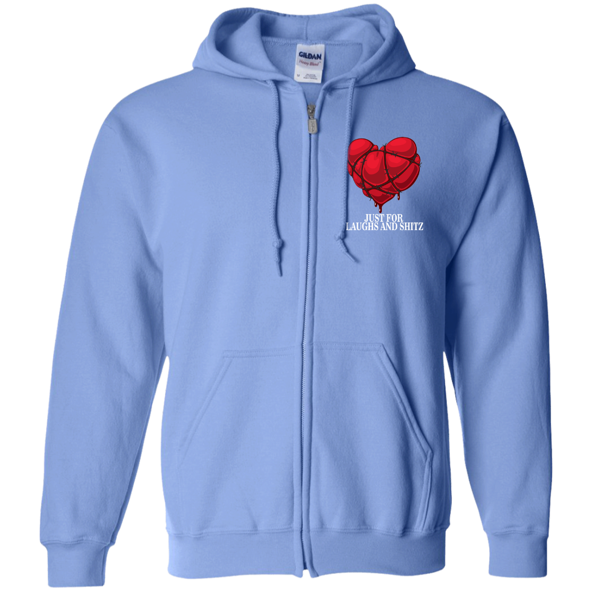 "MY BLOODY HEART" in white print Zip Up Hooded Sweatshirt