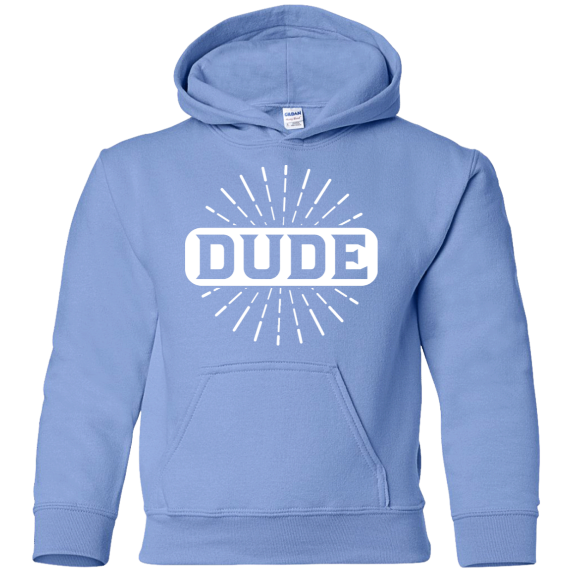 "DUDE" Youth Pullover Hoodie in white print