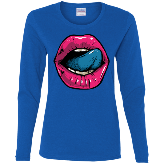 "HELLO LIPS" Ladies' Cotton LS T-Shirt