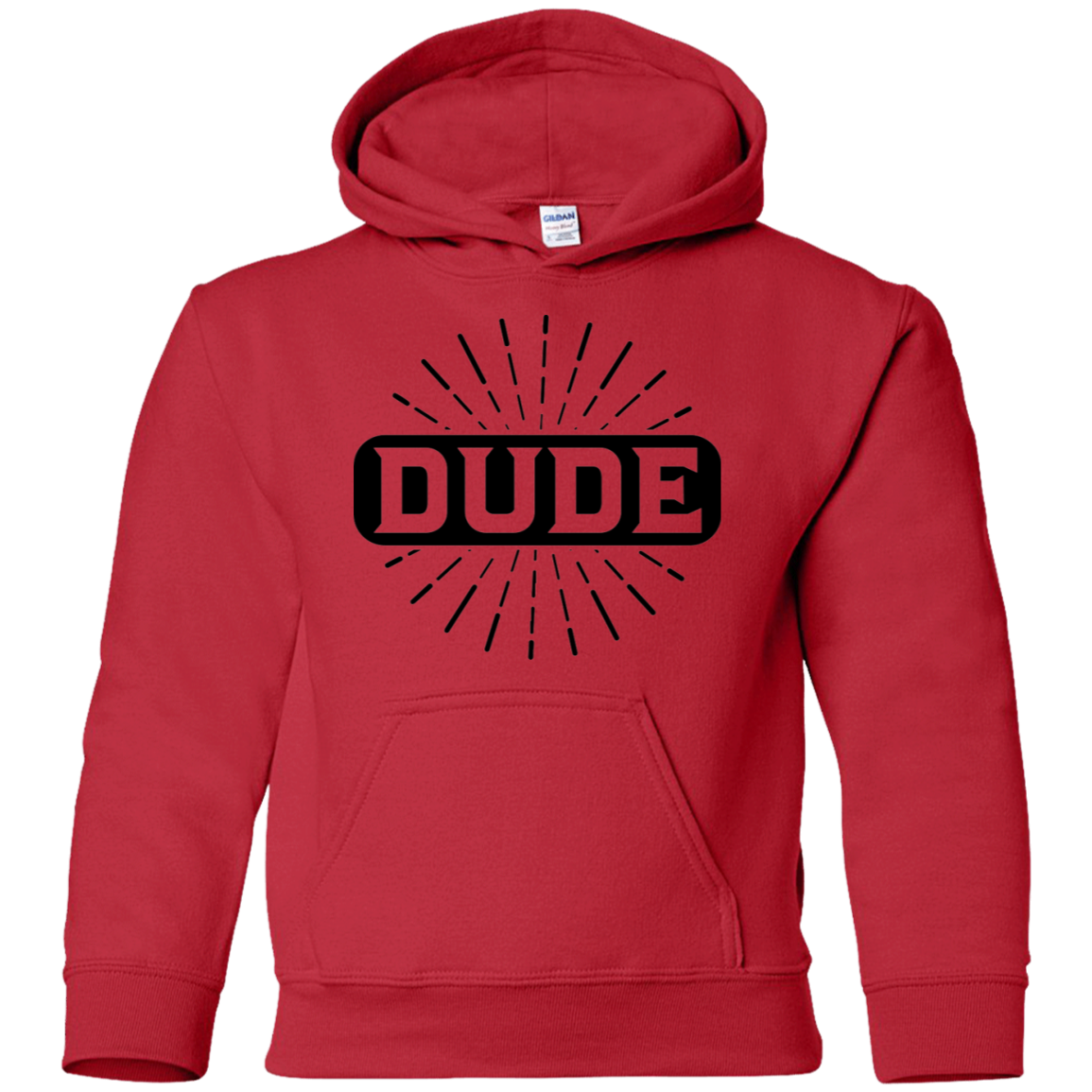 "DUDE" Youth Pullover Hoodie in black print