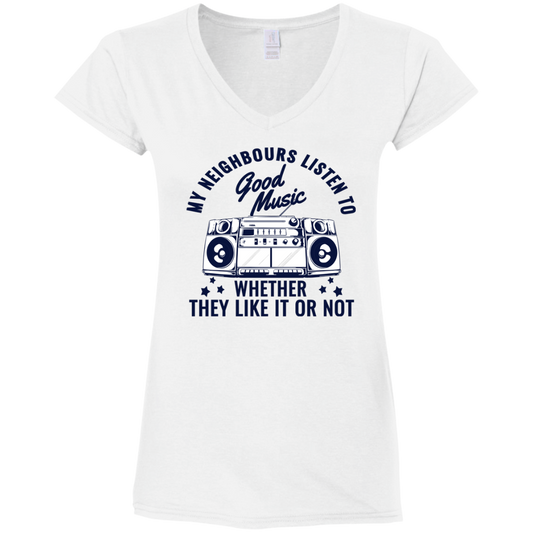 "THEY LIKE IT OR NOT" Ladies' Fitted Softstyle 4.5 oz V-Neck T-Shirt