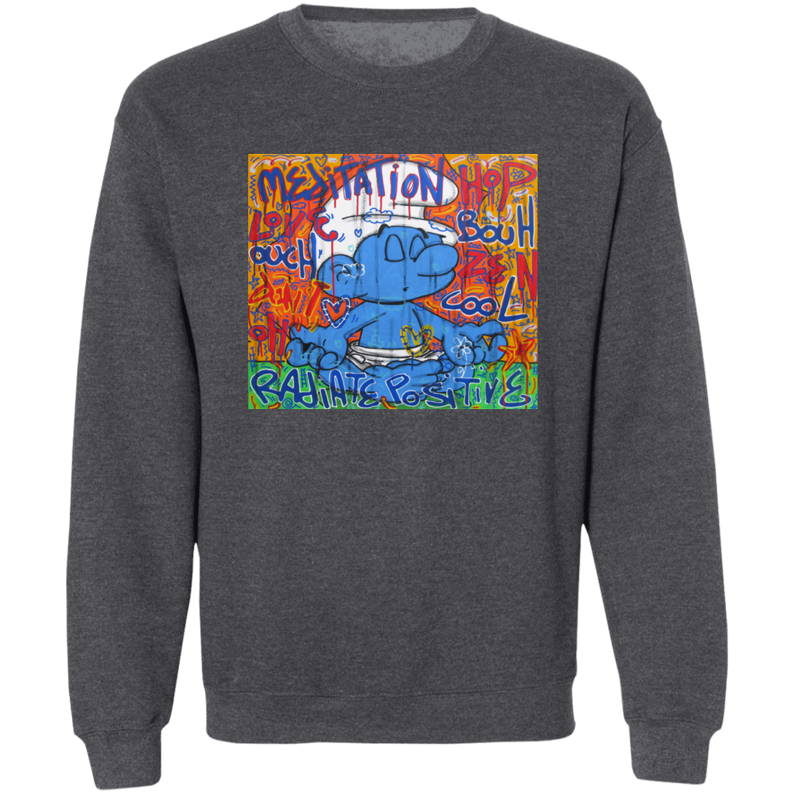 "MEDITATION SMURF" Crewneck Pullover Sweatshirt