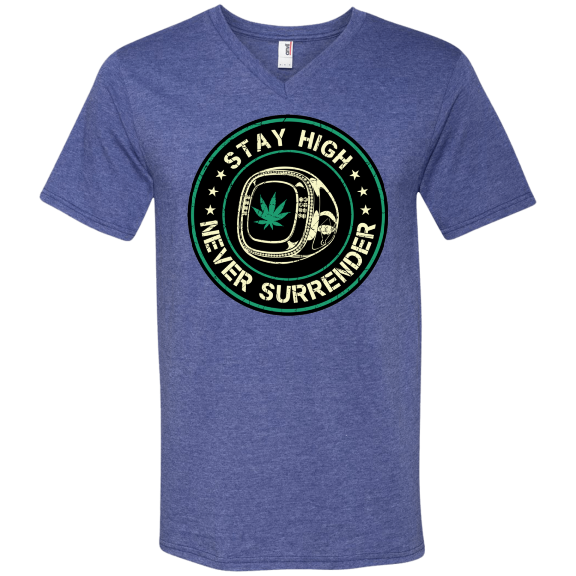 "NEVER SURRENDER" Men's Printed V-Neck T-Shirt