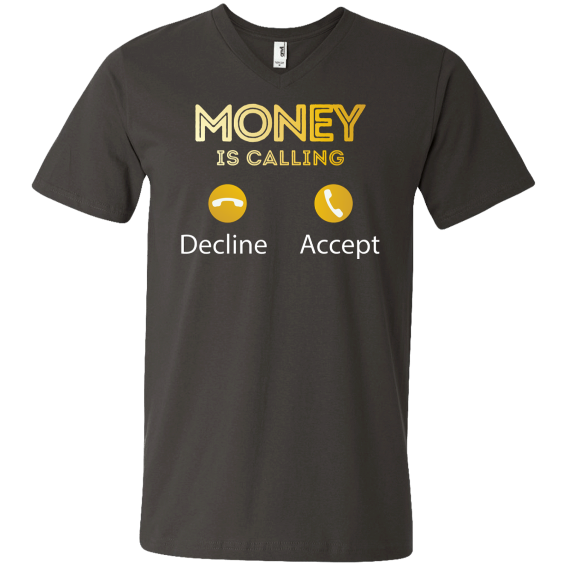 "MONEY IS CALLING" Men's Printed V-Neck T-Shirt