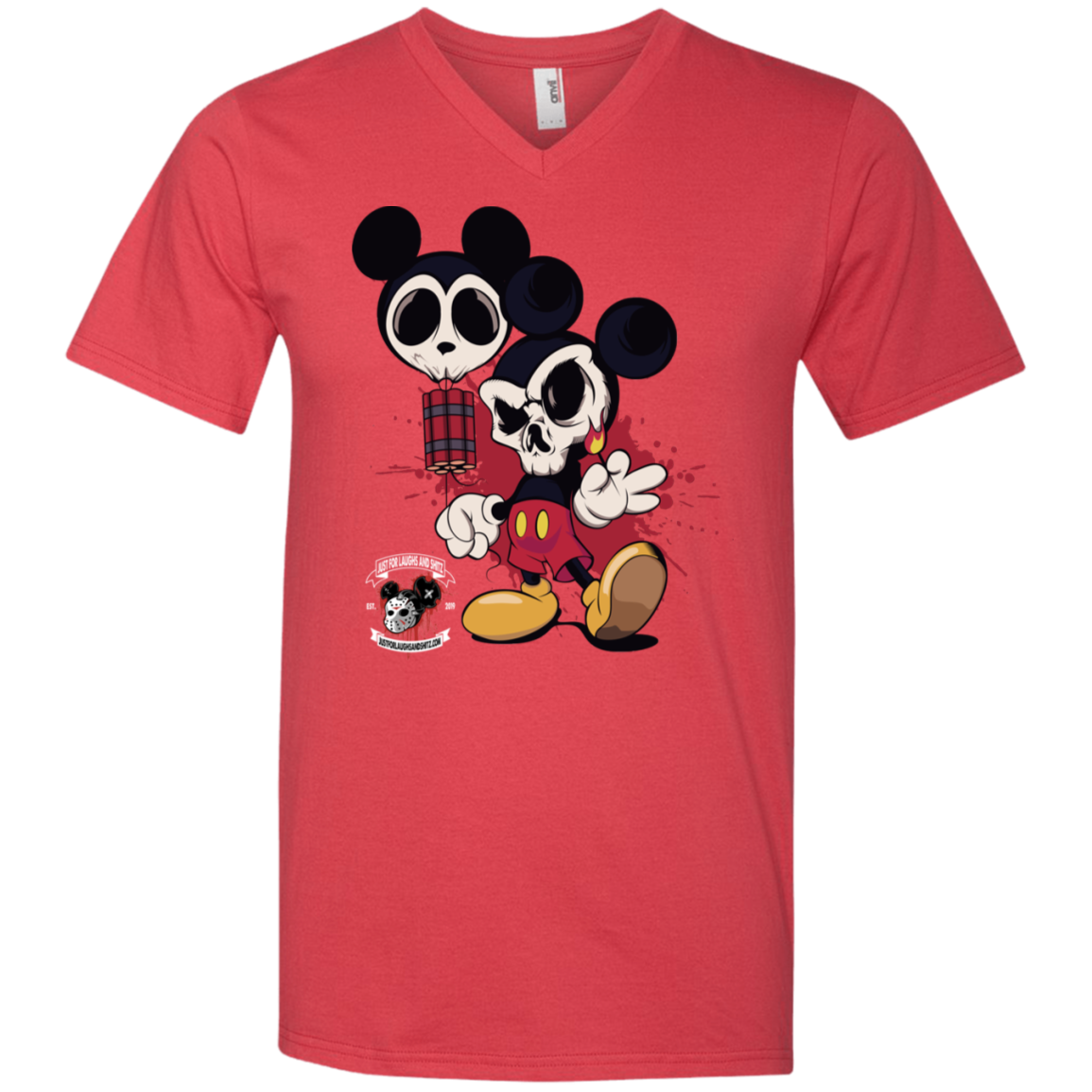 "MICKEY GO BOOM" Men's Printed V-Neck T-Shirt