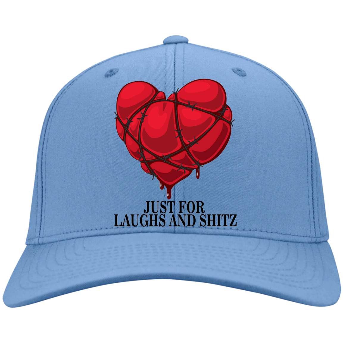 "MY BLOODY HEART" in black print Twill Cap