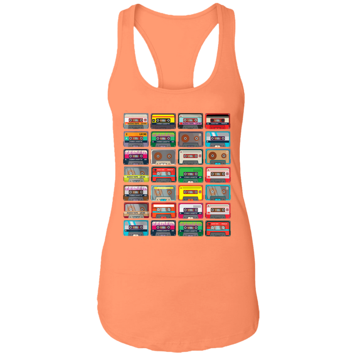 "VINTAGE CASSETTE TAPES" Ladies Ideal Racerback Tank