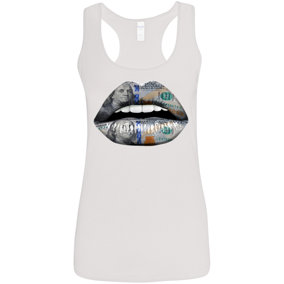 "100 DOLLAR LIPS" Ladies' Softstyle Racerback Tank