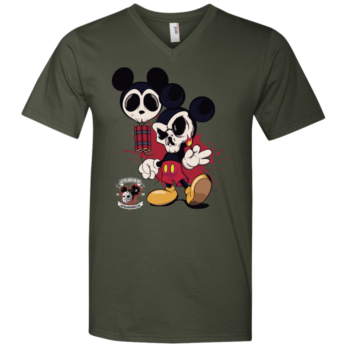 "MICKEY GO BOOM" Men's Printed V-Neck T-Shirt