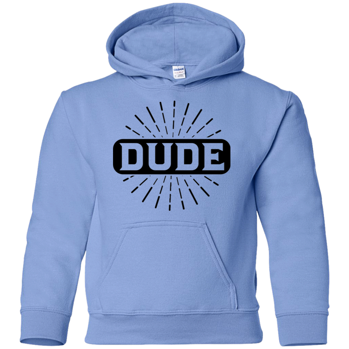 "DUDE" Youth Pullover Hoodie in black print