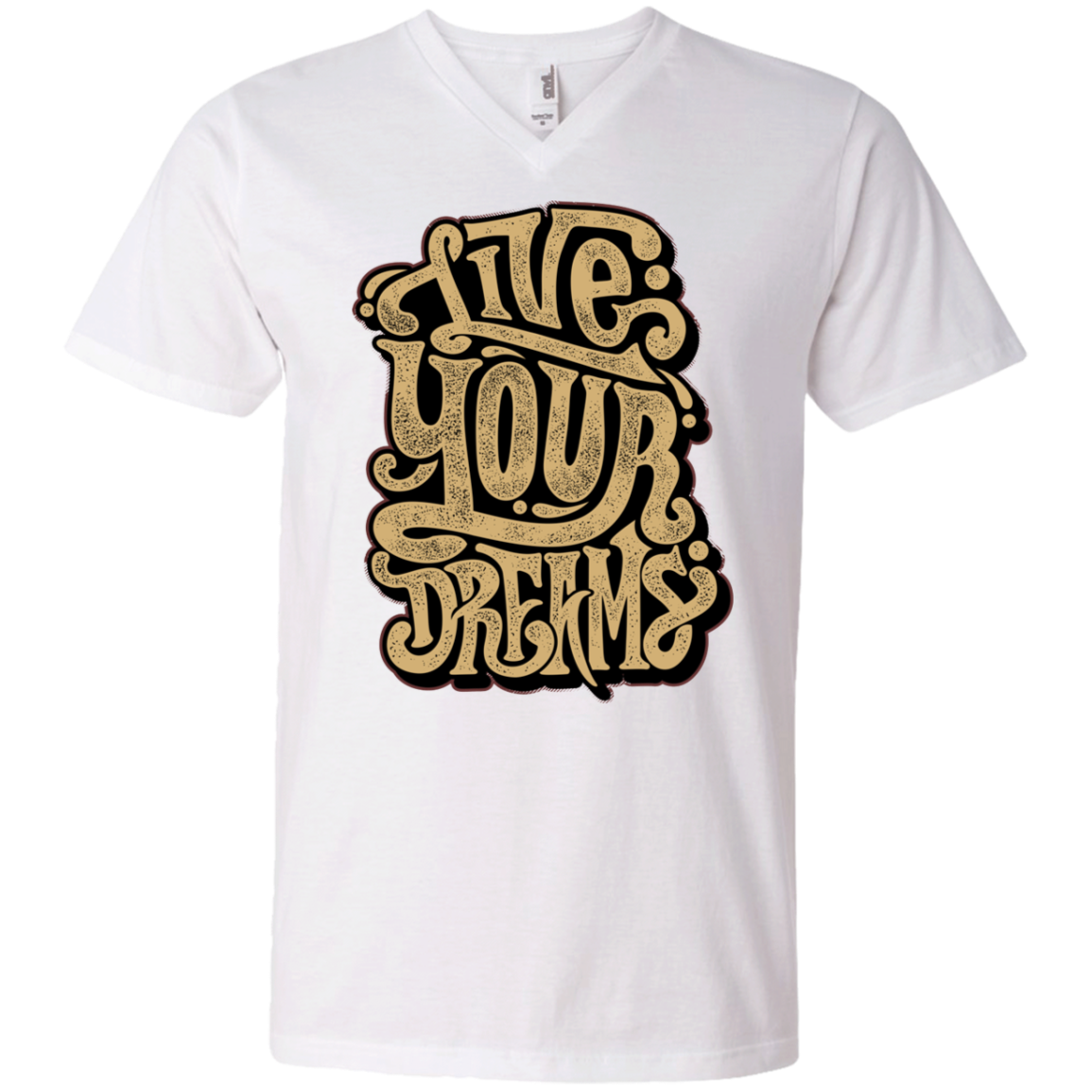 "LIVE YOUR DREAMS" Men's Printed V-Neck T-Shirt