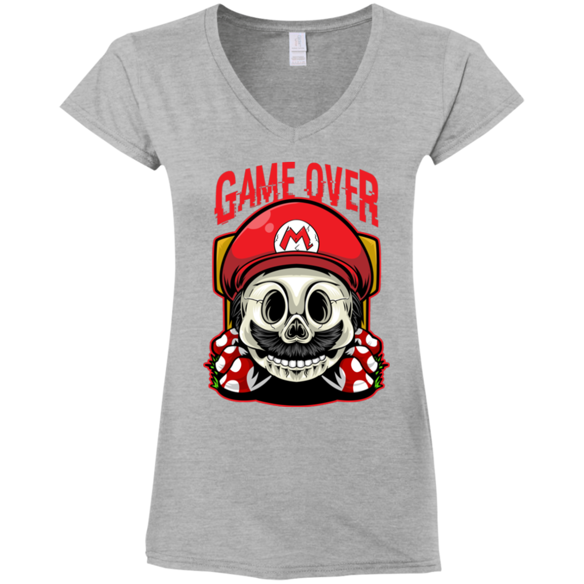 "GAME OVER" Ladies' Fitted Softstyle 4.5 oz V-Neck T-Shirt