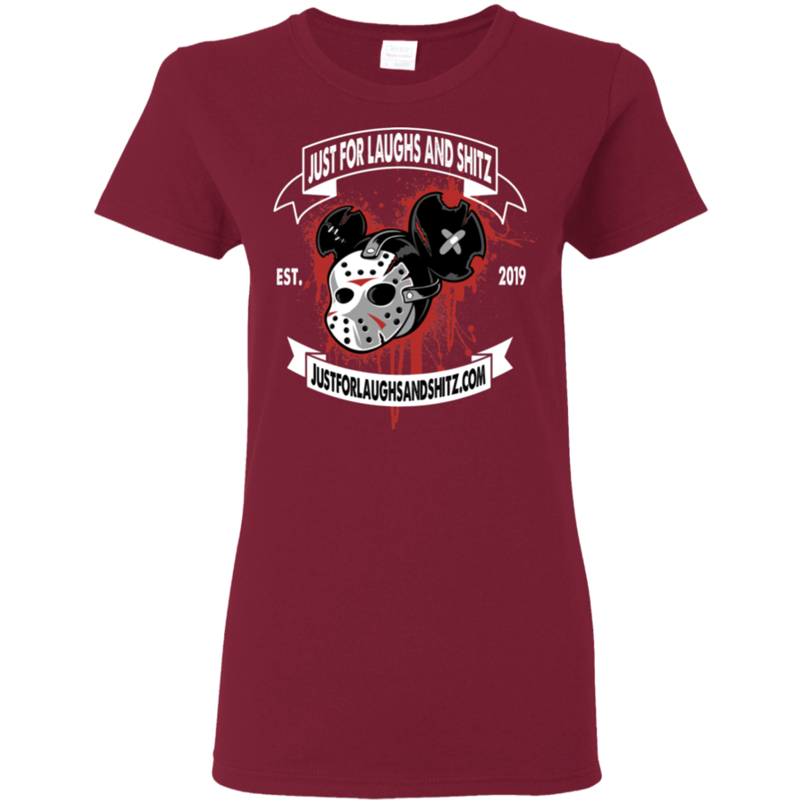 "MICKEY MASK" with white banner Ladies' 5.3 oz. T-Shirt