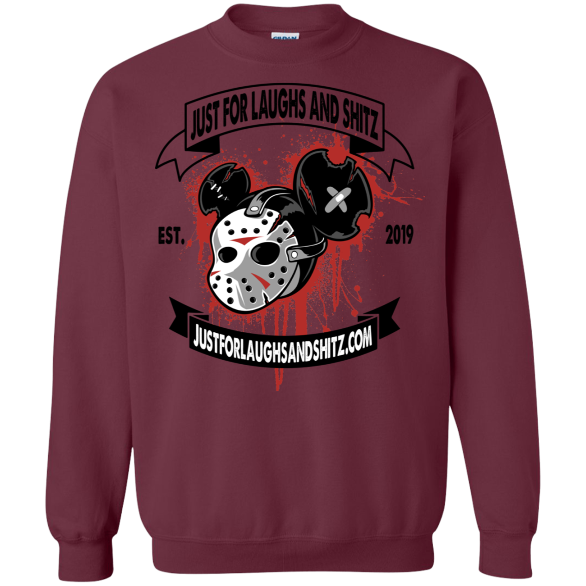 "MICKY MASK" with black banner Crewneck Pullover Sweatshirt  8 oz.