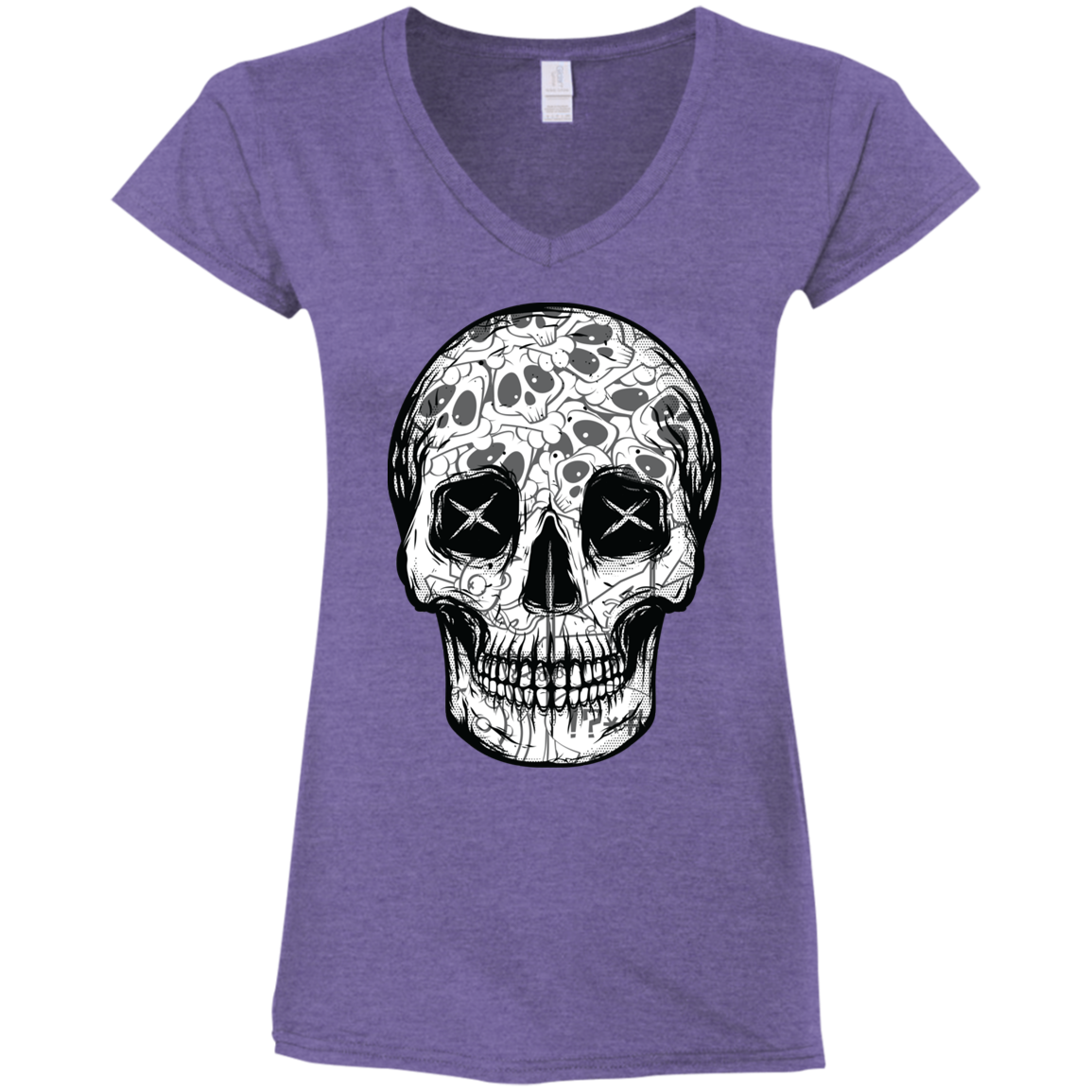 "SKULL HEADS" Ladies' Fitted Softstyle 4.5 oz V-Neck T-Shirt