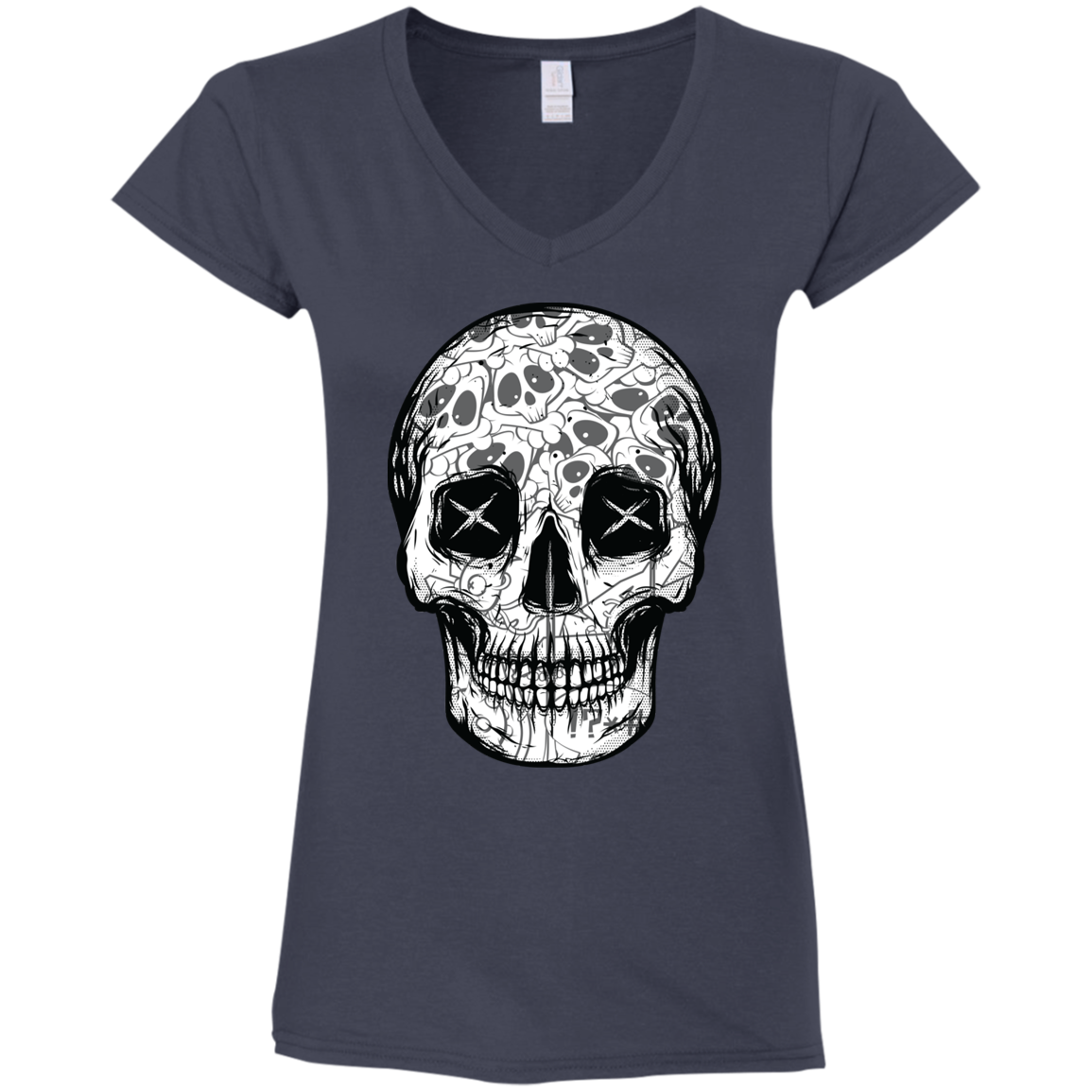 "SKULL HEADS" Ladies' Fitted Softstyle 4.5 oz V-Neck T-Shirt