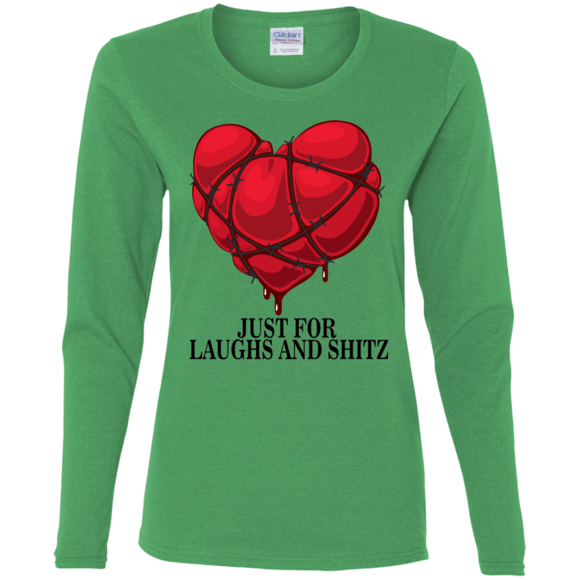 "MY BLOODY HEART" Ladies' Cotton LS T-Shirt in black print