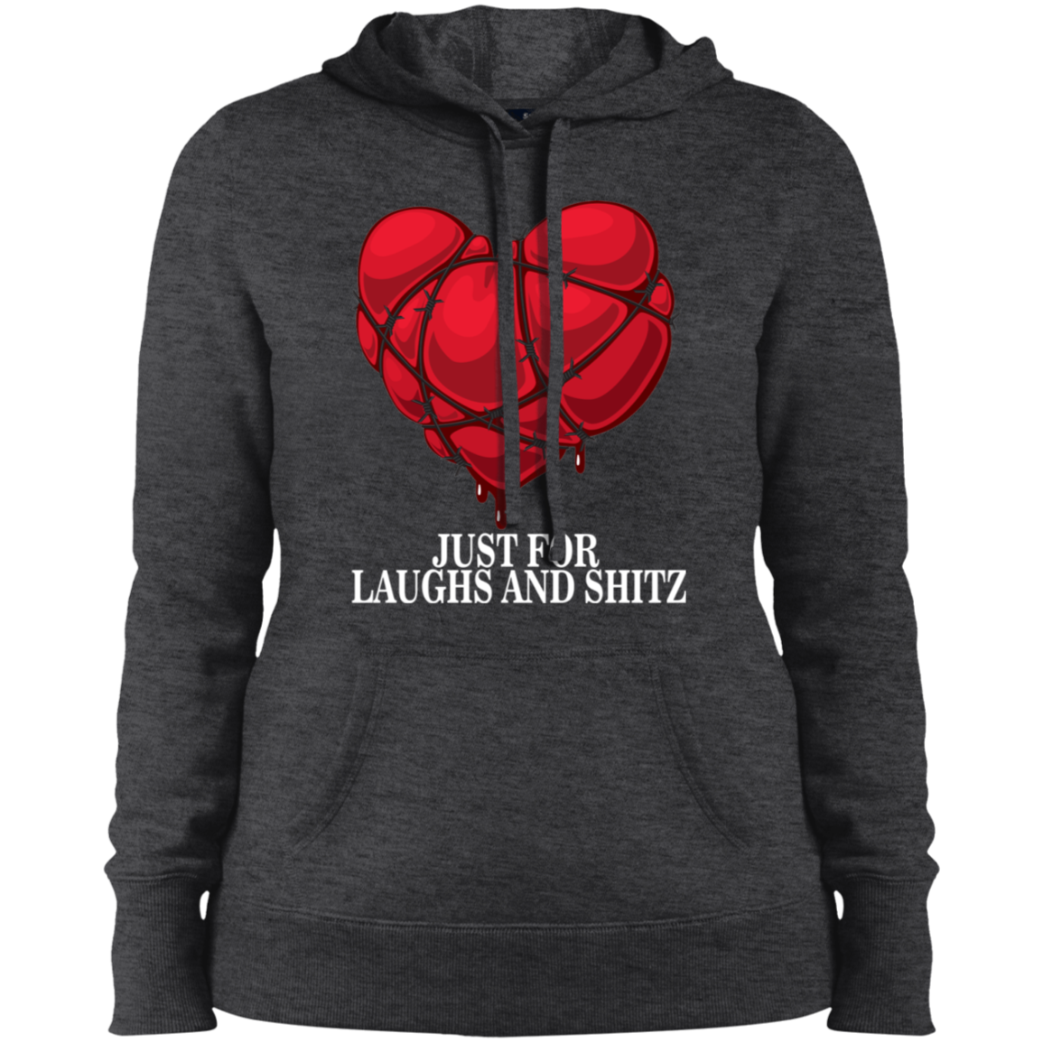 "MY BLOODY HEART" Ladies' Pullover Hooded Sweatshirt in white priint