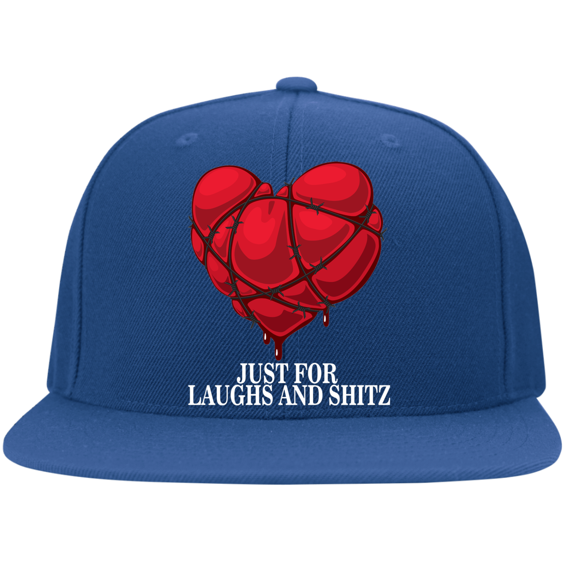 "MY BLOODY HEART" in white print Flat Bill Twill Flexfit Cap