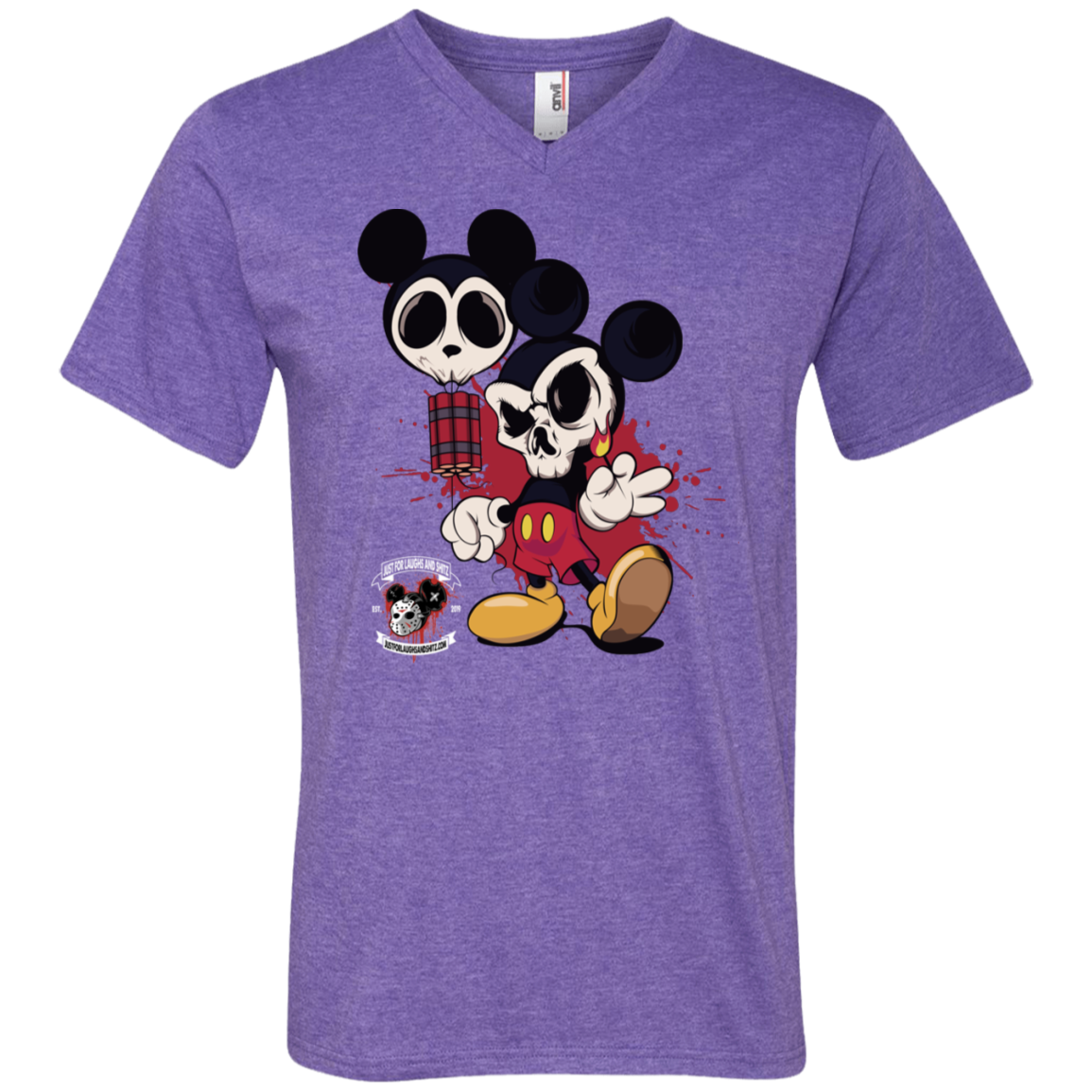 "MICKEY GO BOOM" Men's Printed V-Neck T-Shirt