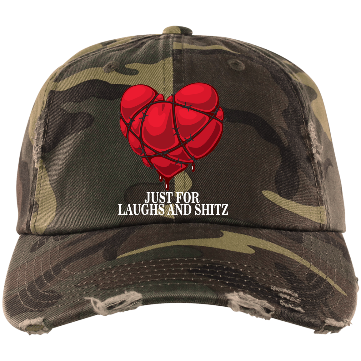 "MY BLOODY HEART" in white print Distressed Dad Cap