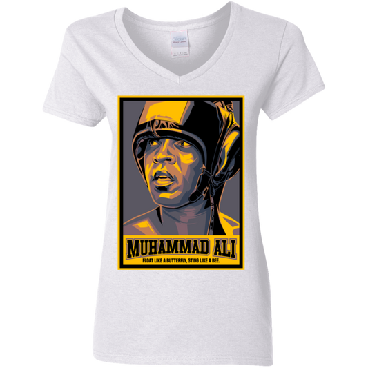 "FLOAT LIKE A BUTTERFLY" Ladies' 5.3 oz. V-Neck T-Shirt