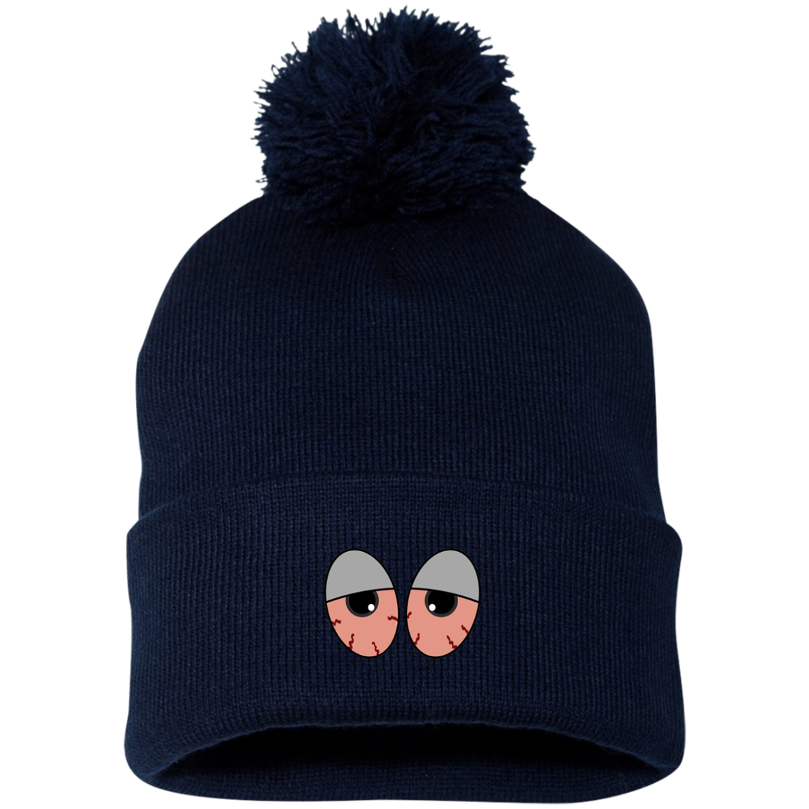 "RED EYES" Pom Pom Knit Cap