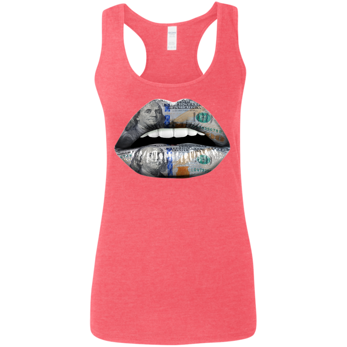 "100 DOLLAR LIPS" Ladies' Softstyle Racerback Tank