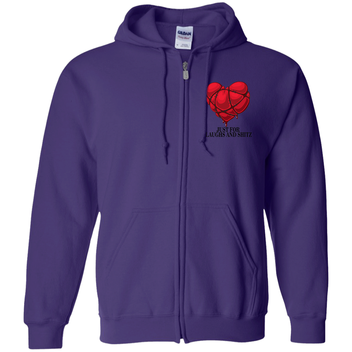 "MY BLOODY HEART" in black print Zip Up Hooded Sweatshirt