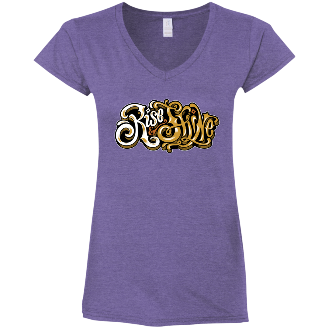 "RISE AND SHINE" Ladies' Fitted Softstyle 4.5 oz V-Neck T-Shirt