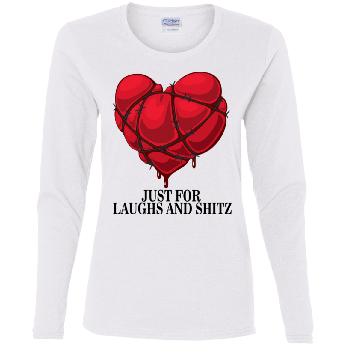 "MY BLOODY HEART" Ladies' Cotton LS T-Shirt in black print