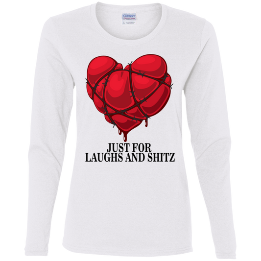 "MY BLOODY HEART" Ladies' Cotton LS T-Shirt in black print