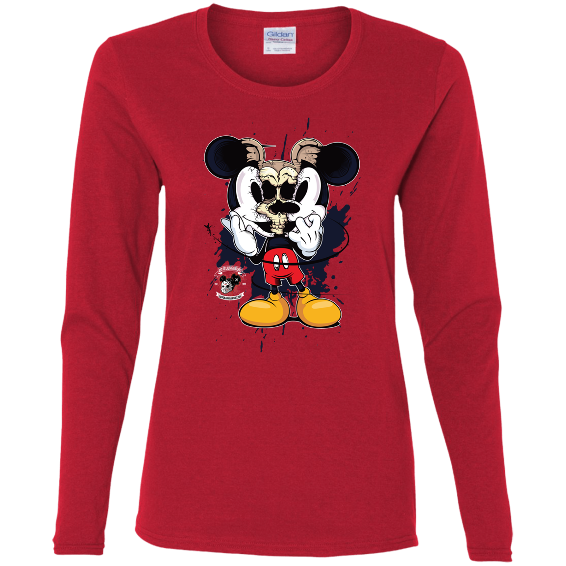 "SKULL MICKEY" Ladies' Cotton LS T-Shirt