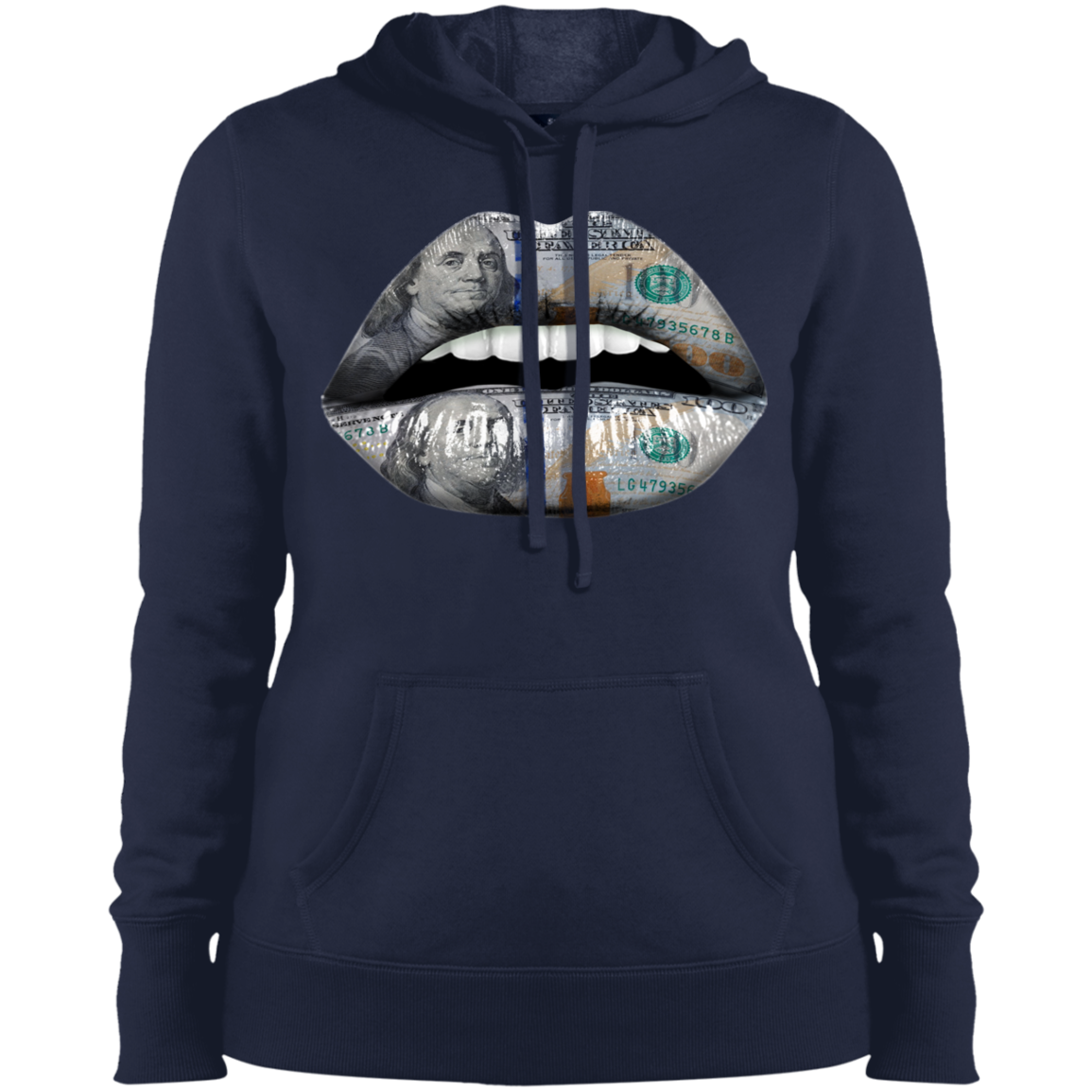 "100 DOLLAR LIPS" Ladies' Pullover Hooded Sweatshirt