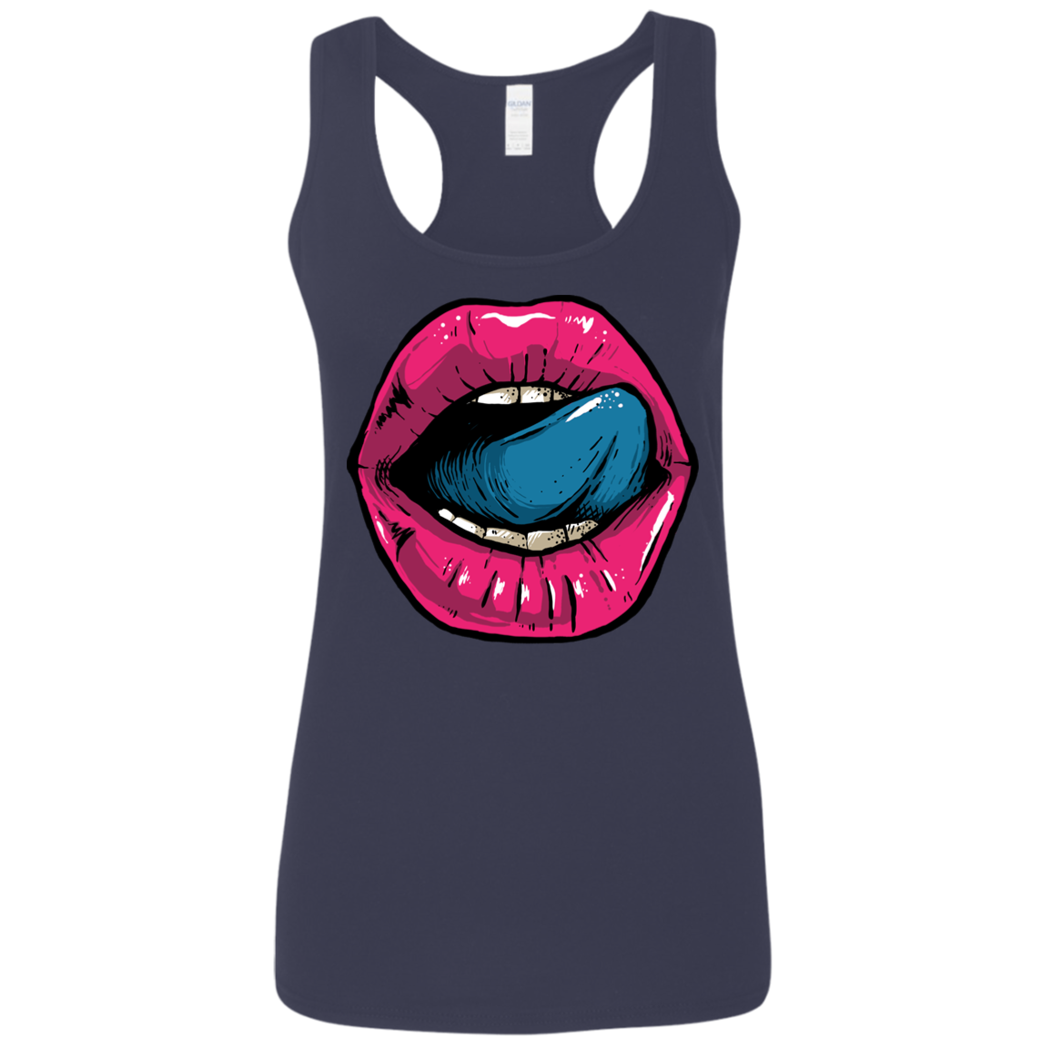 "HELLO LIPS" Ladies' Softstyle Racerback Tank