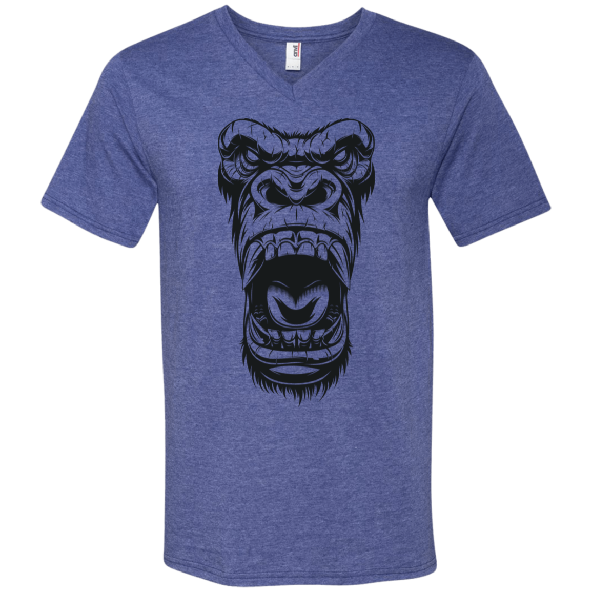 "GORILLA FACE" Men's Printed V-Neck T-Shirt