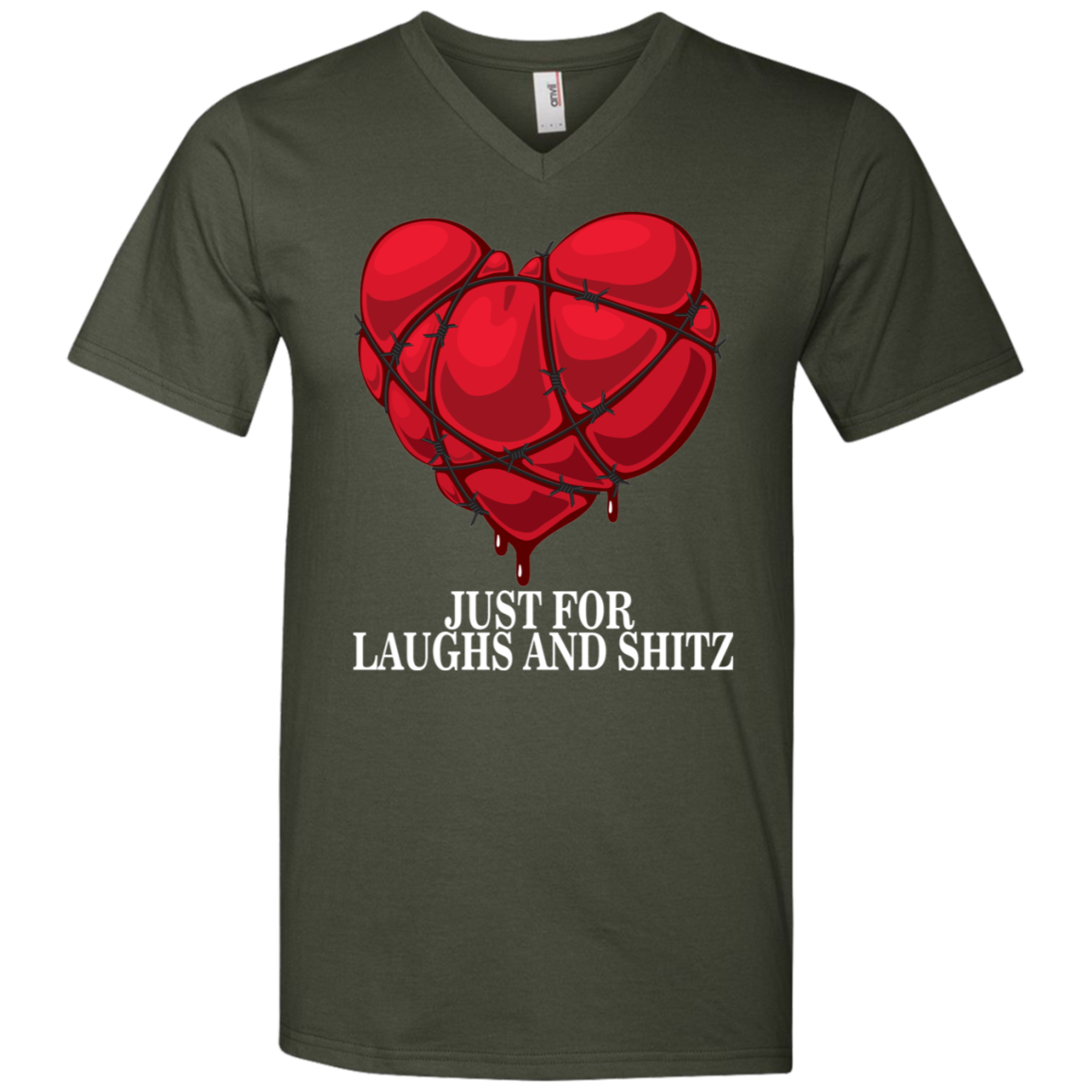 "MY BLOODY HEART" In White Print Men's Printed V-Neck T-Shirt