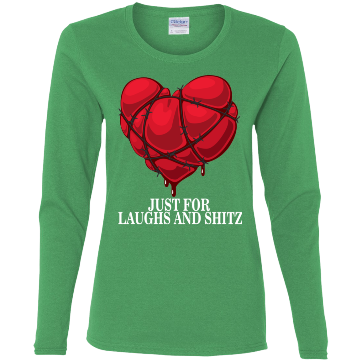 "MY BLOODY HEART" Ladies' Cotton LS T-Shirt in white print