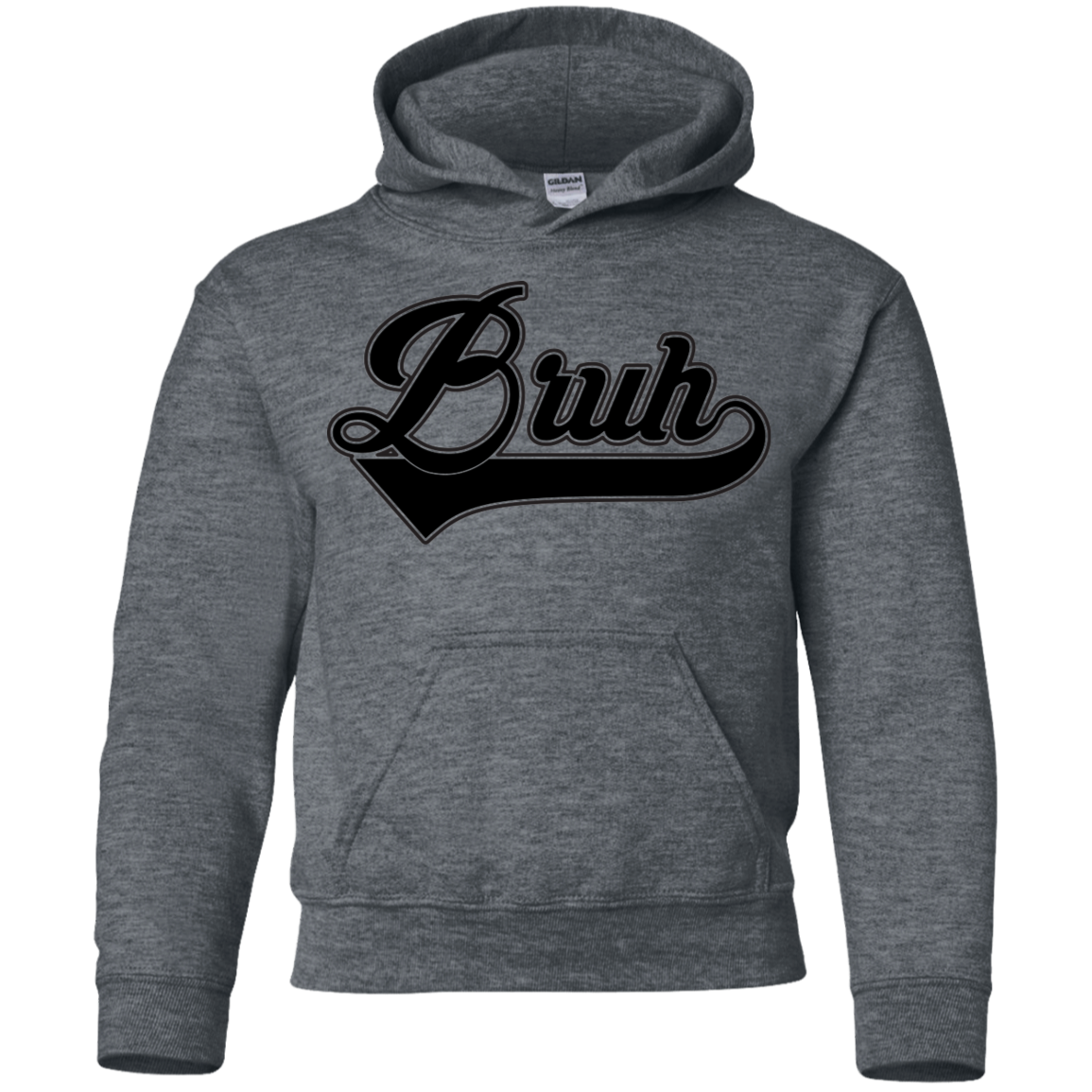 "BRUH" Youth Pullover Hoodie in black print