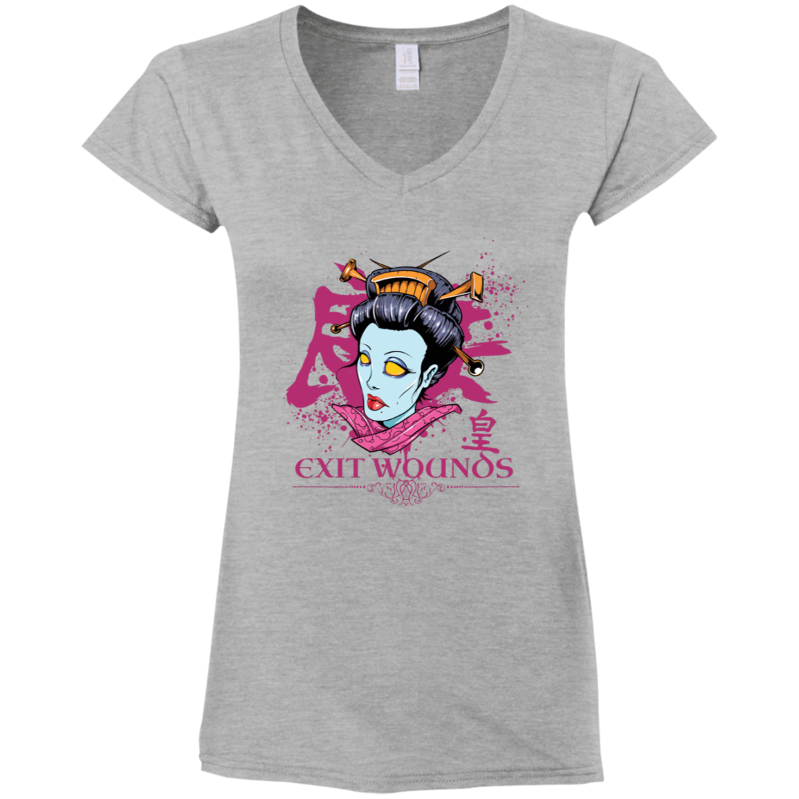 "EXIT WOUNDS" Ladies' Fitted Softstyle 4.5 oz V-Neck T-Shirt