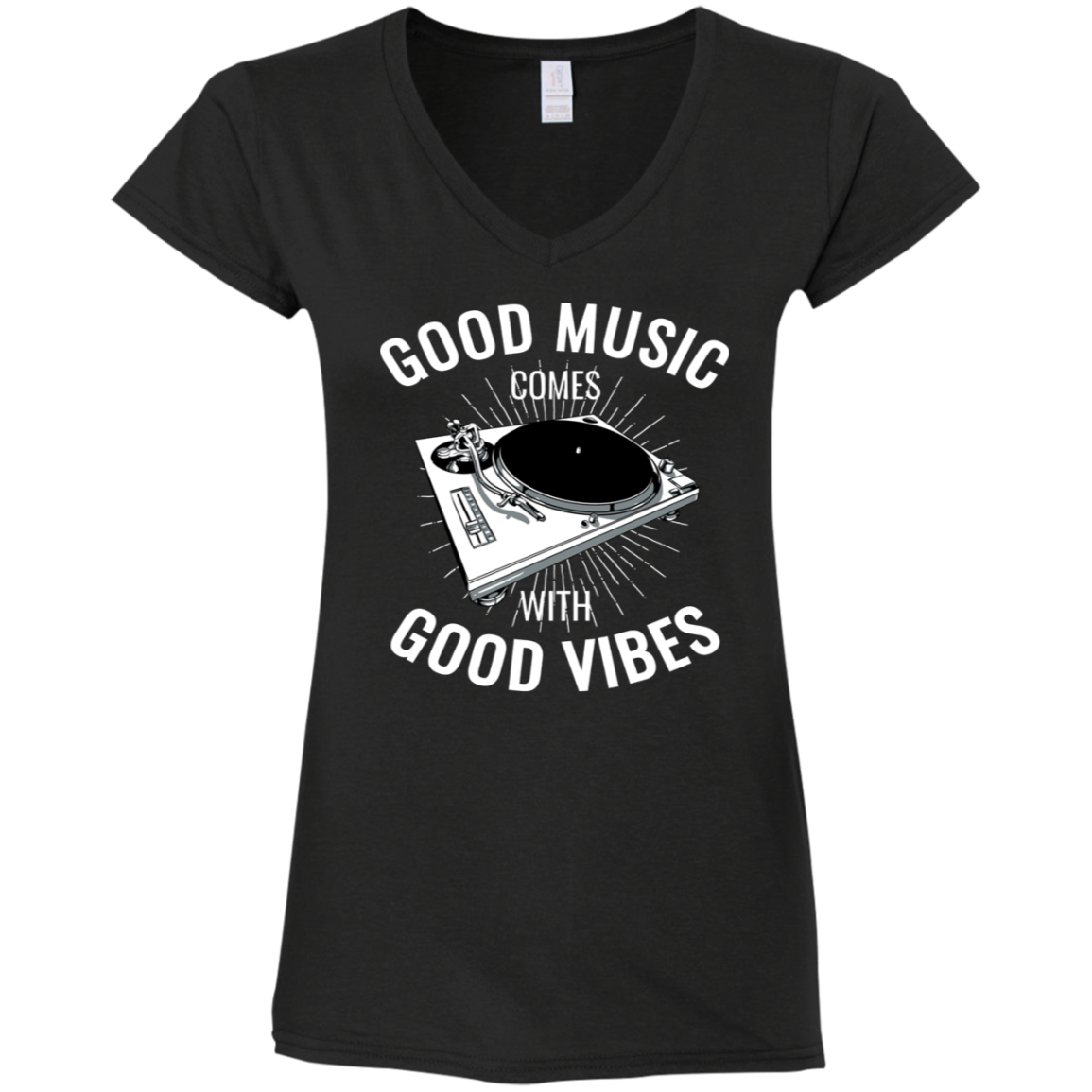 "GOOD VIBES" Ladies' Fitted Softstyle 4.5 oz V-Neck T-Shirt