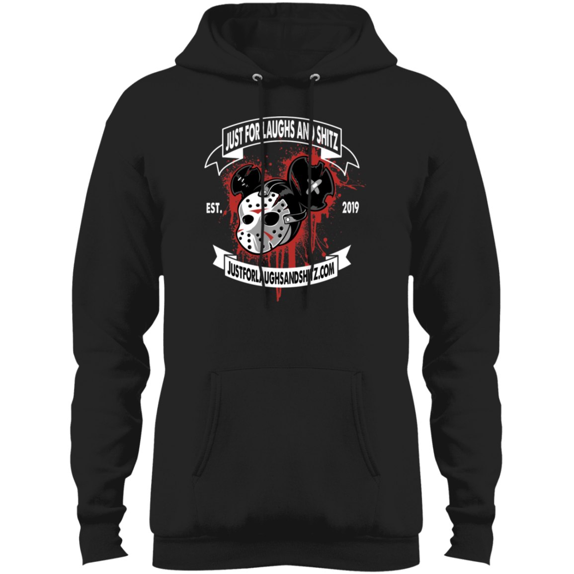 "MICKEY MASK" Mens Core Fleece Pullover Hoodie in black print