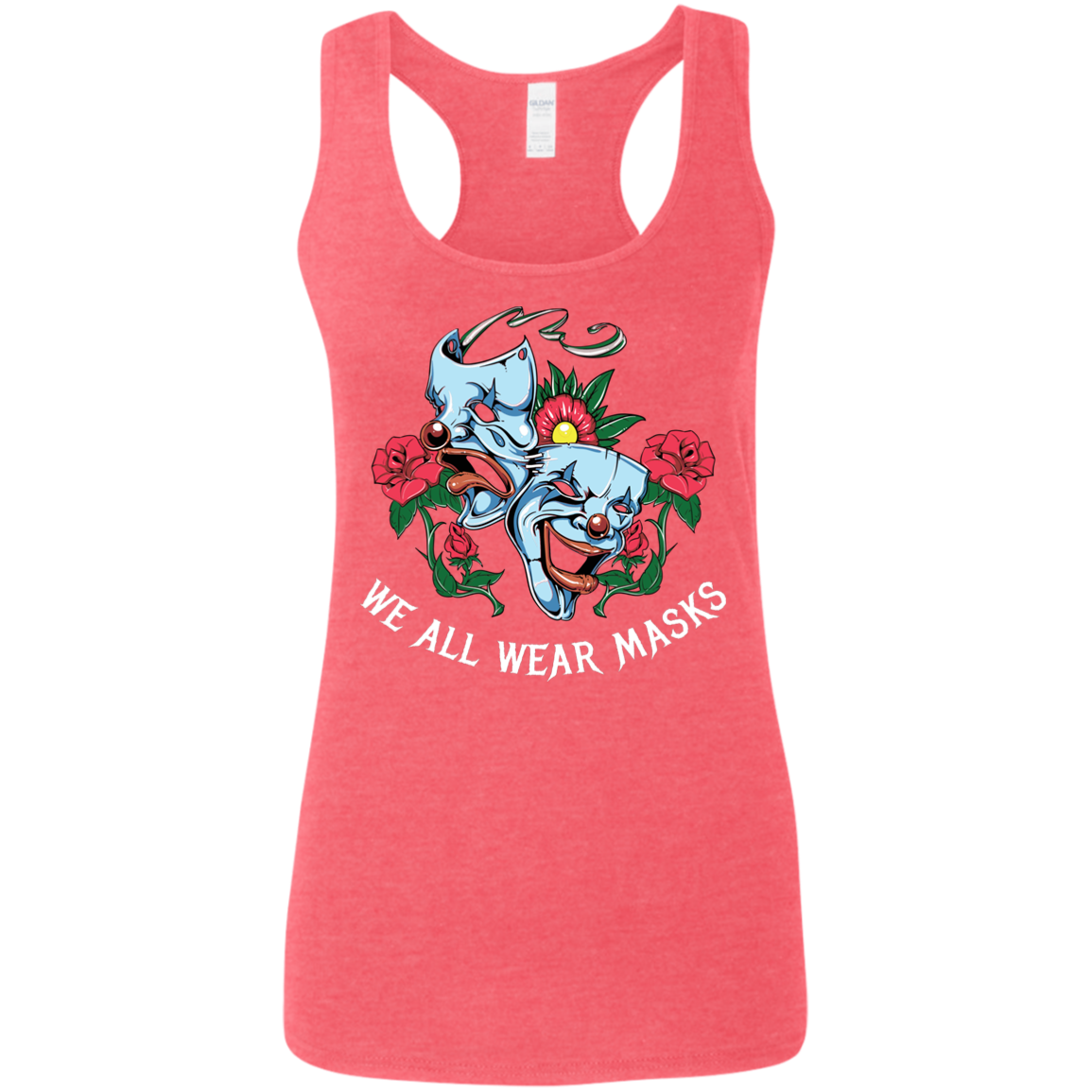 "WE ALL WEAR MASKS" Ladies' Softstyle Racerback Tank