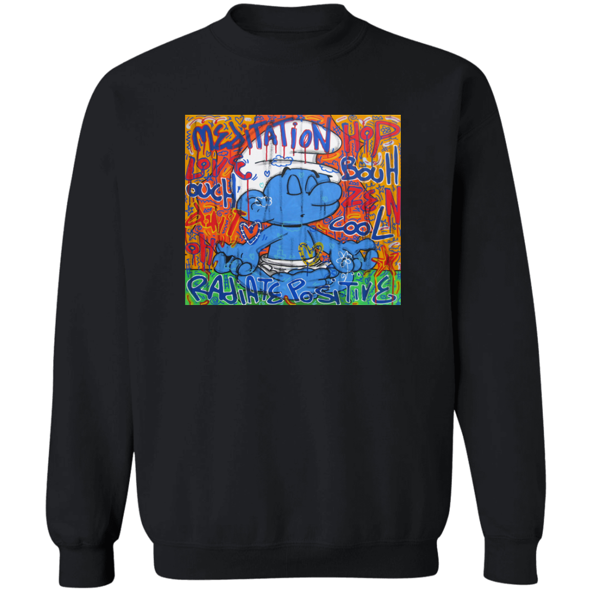 "MEDITATION SMURF" Crewneck Pullover Sweatshirt