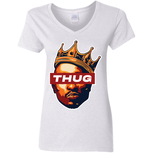 "THUG" Ladies' 5.3 oz. V-Neck T-Shirt