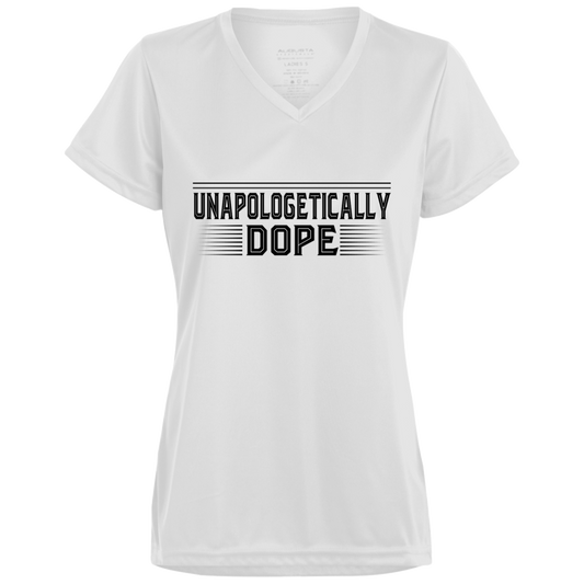 "UNAPOLOGETICALLY DOPE Ladies' Wicking T-Shirt in black print