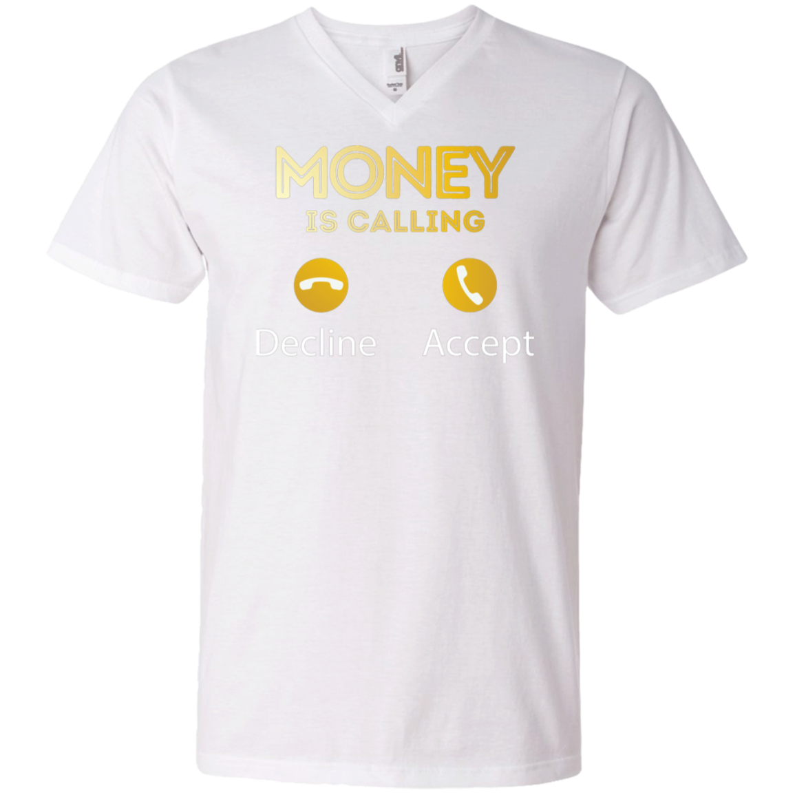 "MONEY IS CALLING" Men's Printed V-Neck T-Shirt