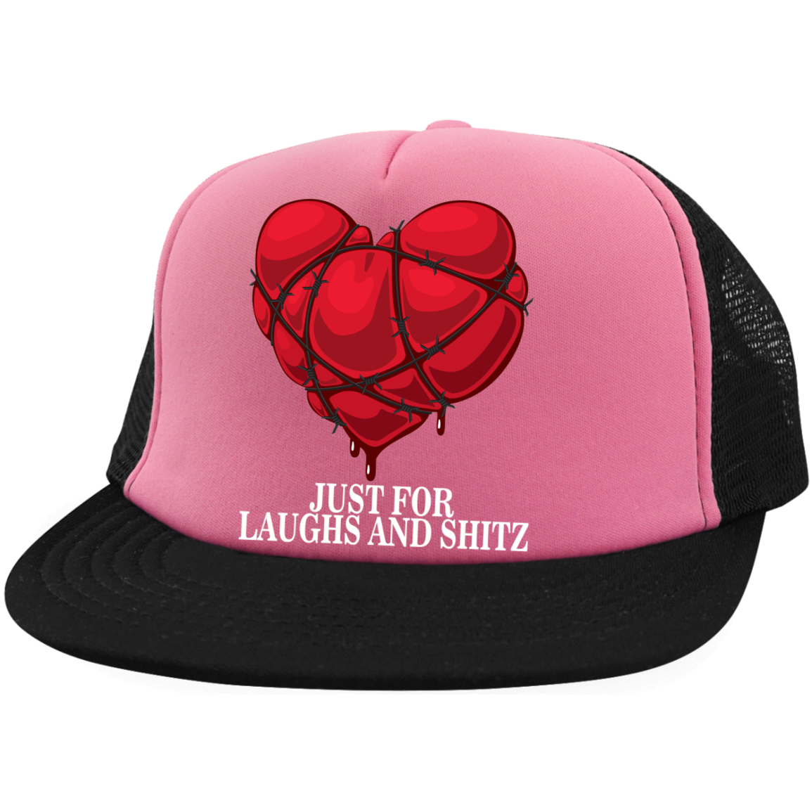 "MY BLOODY HEART" in white print Trucker Hat with Snapback