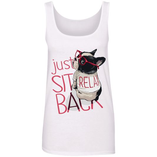 "RELAX" Ladies' 100% Ringspun Cotton Tank Top